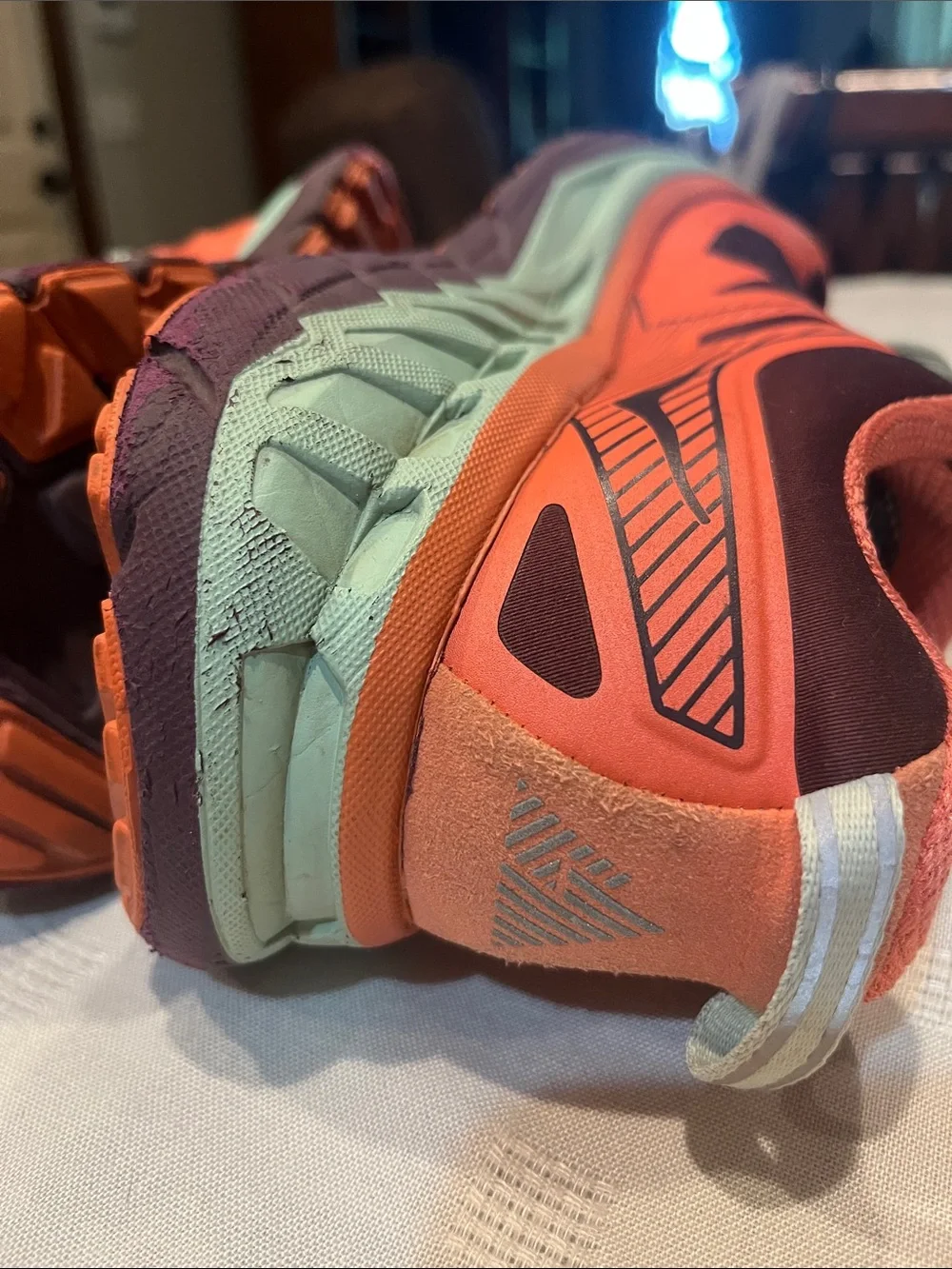 Hoka One One Women's Orange and Teal Running Sneakers